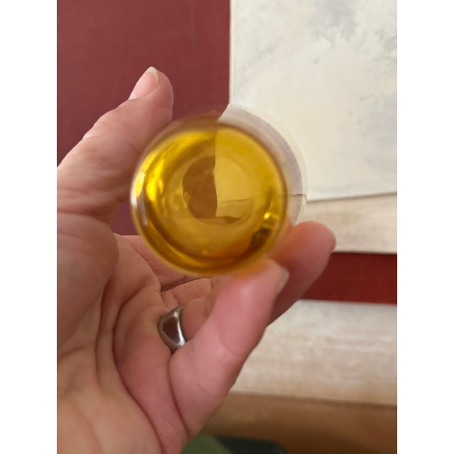 Amber Vintage Amber Glass Pitcher and Six Glasses Set Hand Blown Poland Mid Century Barware For Sale - Image 8 of 12