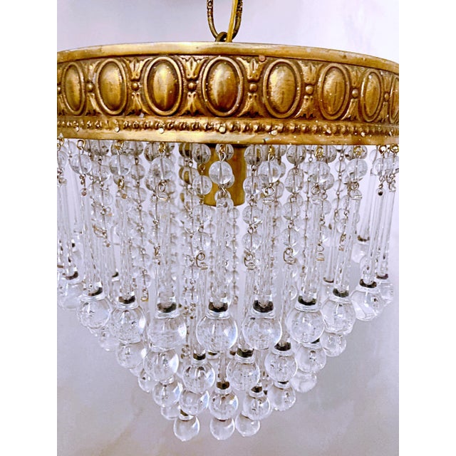 Vintage 1950s Italian Brass Upside Down Layered Cake Chandelier For Sale - Image 4 of 7