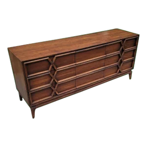 Mid 20th Century American of Martinsville 9-Drawer Criss-Cross Dresser