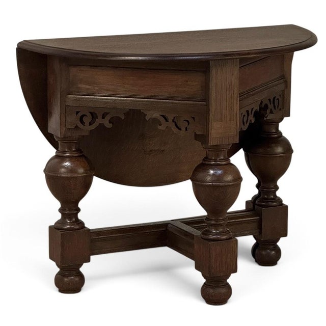 19th Century English Oak Gateleg Drop Leaf Occasional Table For Sale - Image 4 of 18