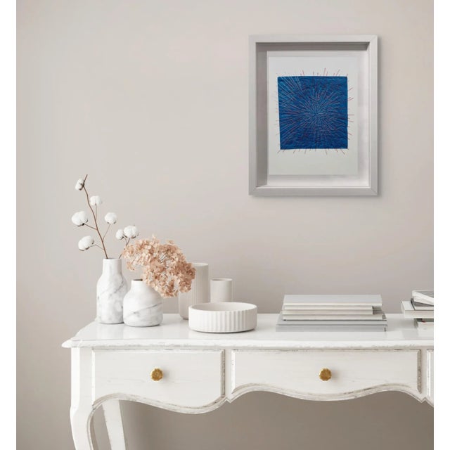 Plastic bag and thread on paper. Edition: Unique, Framed. Dimensions without frame: 30.5 x 23 cm / 12 x 9". The threaded...