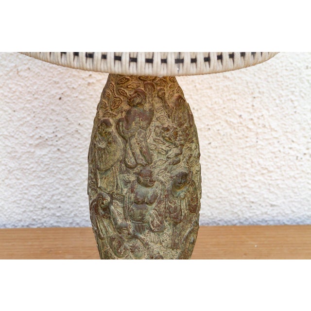19th Century Antique Archaic Verdigris Bronze Lamp For Sale - Image 5 of 9