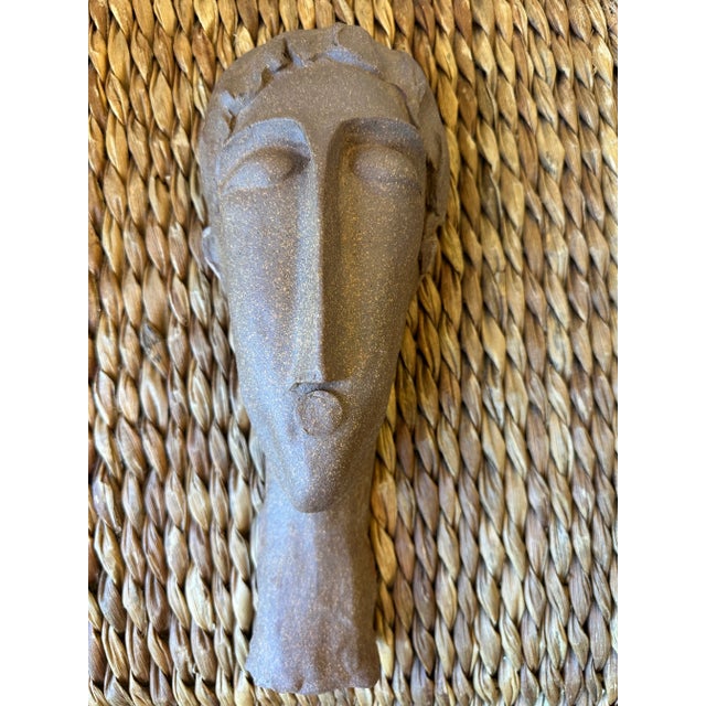 Vintage Large 12.5” Handmade Signed Modigliani Style Bust Sculpture For Sale - Image 15 of 15