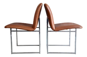 Vintage Mid-Century Modern Dia Chrome Side Chairs - a Pair