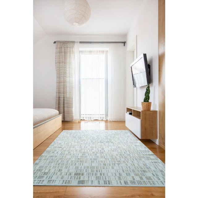 Ivory 8x10 Freya Timeless Ivory Geometric Modern Hand Knotted Wool Carpet Rug For Sale - Image 8 of 10