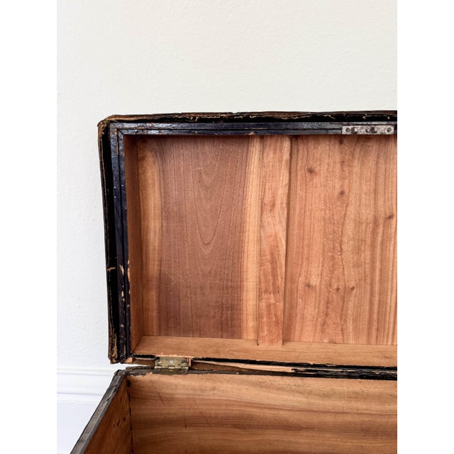 19th C English Leather & Camphor Wood Trunk For Sale - Image 9 of 10