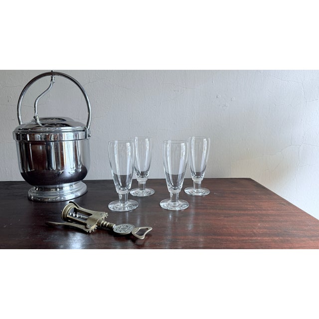 Vintage, Mid-Century Modern, Mikasa Brewmaster Clear Glass Pilsner Glasses, Set of 4, 1970s For Sale - Image 11 of 11