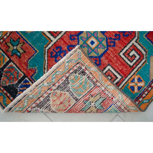 Textile 1970s Vintage Hand Knotted Turkish Small Rug Kitchen Mat Entry Decor 2x4 Ft Approx For Sale - Image 7 of 11