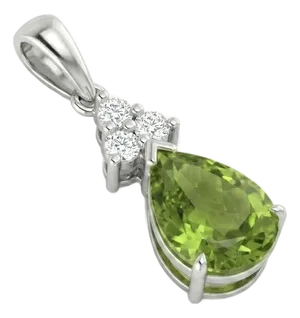 Dainty Peridot & Cubic Zirconia 925 Silver Pendant, August Birthstone Pendant