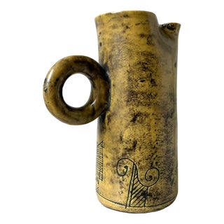 Yellow Enameled Ceramic Pitcher by Jacques Blin, 1960s For Sale