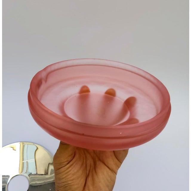 Vintage Italian Pink Murano Glass Bottle Tray and Punch Container from VeArt, 1980s, Set of 3 For Sale - Image 11 of 12