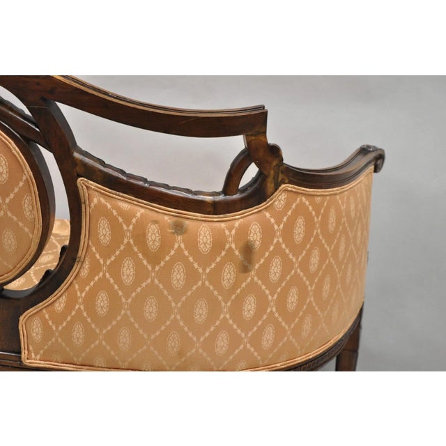 Antique French Victorian Louis XV Style Open Carved Walnut Loveseat Settee Sofa For Sale - Image 14 of 17