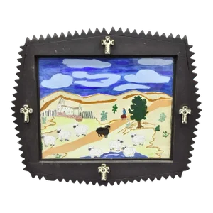 Bill & Geraldine Nelson “Old Southwest” Black Sheep Painting Carved Wood Frame