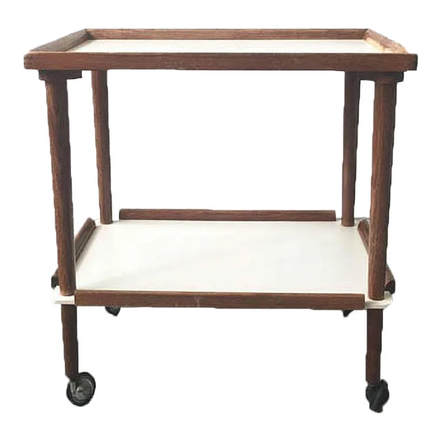 Mid-Century Beech & White Laminate Trolley For Sale