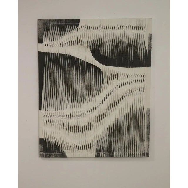 Charcoal and White Textured Board with Pleated Wave Effect For Sale - Image 12 of 13