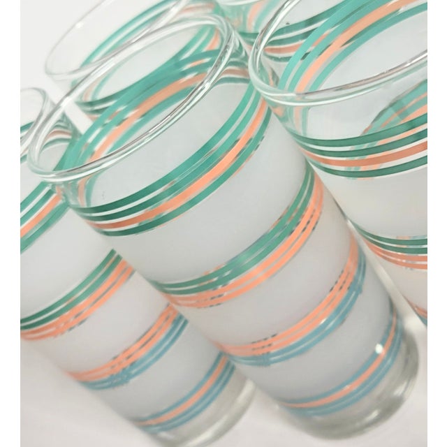 90s Rainbow Sherbet Striped Tumblers- Set of Six For Sale - Image 4 of 12