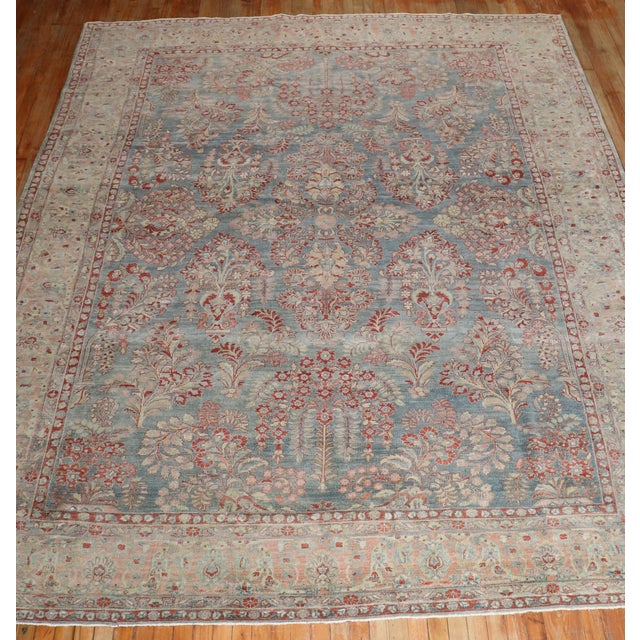 Textile Zabihi Collection Blue Pink Persian Sarouk Rug For Sale - Image 7 of 12