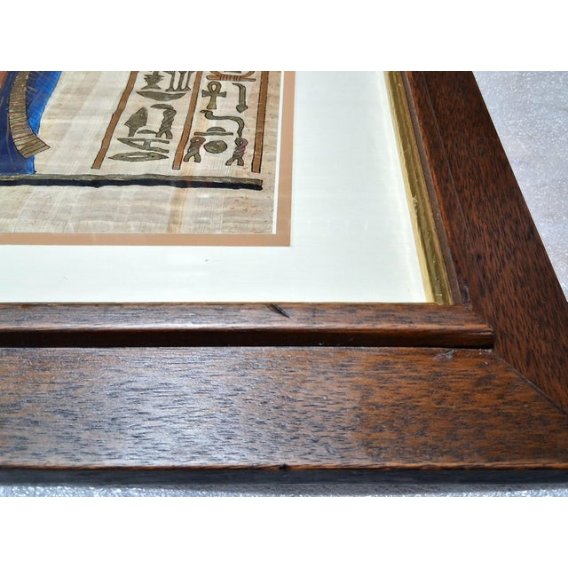 Framed Vintage Egyptian Scene Handpainted on Papyrus For Sale - Image 4 of 12