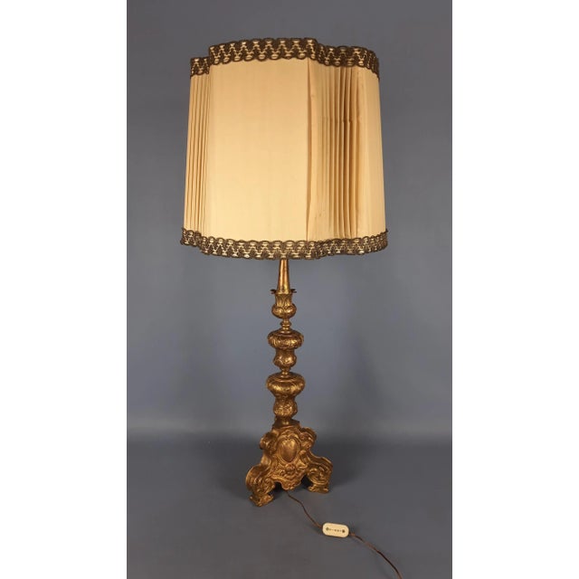 Antique Table Lamp in Wood and Brass, 1890s For Sale - Image 5 of 18