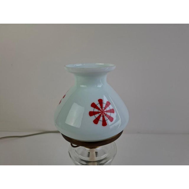 Oil Lamp Style Table Lamp in Milk Glass, Former Czechoslovakia, 1960s For Sale - Image 13 of 15