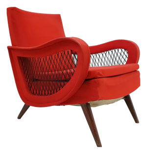 Vintage Rockabilly Chair in Beech and Red Jersey Wool by Marco Zanuso, 1950s