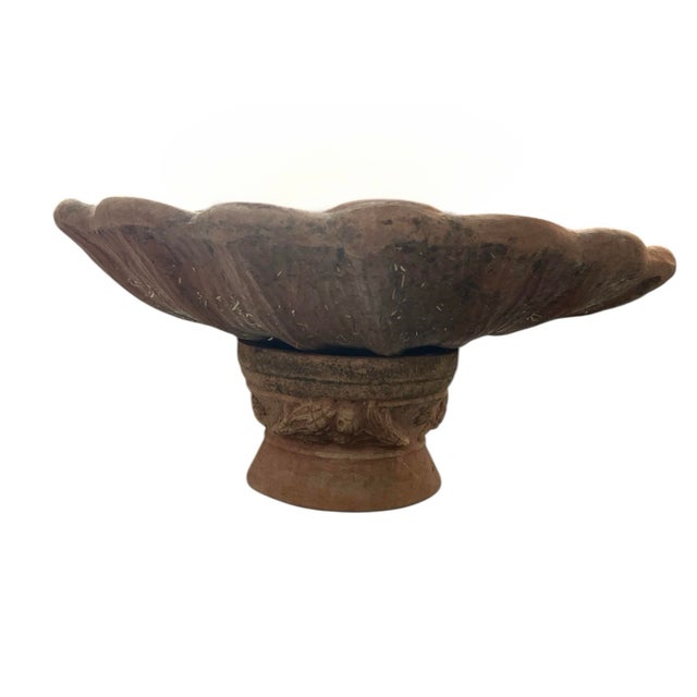 Vintage Italian Terracotta Scalloped Shell Bird Bath For Sale - Image 4 of 12