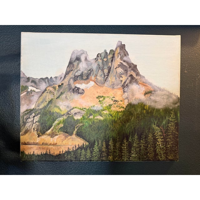 Rustic 2000s Rustic Mountain Landscape Acrylic Painting For Sale - Image 3 of 8