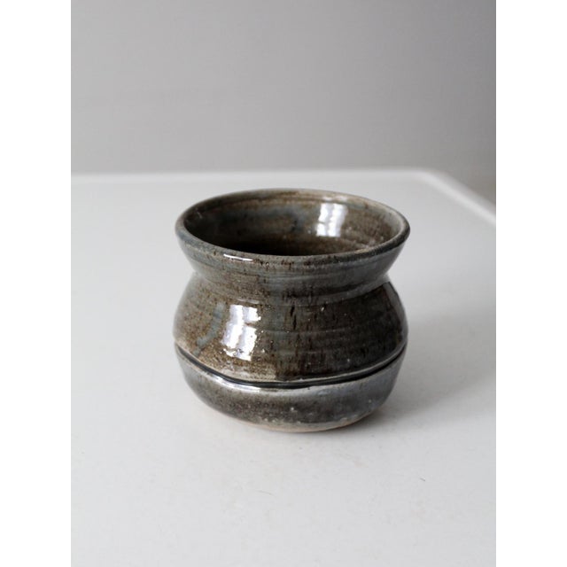 Charcoal Vintage Studio Pottery Vase For Sale - Image 8 of 9