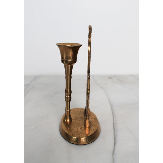 Late 20th Century Vintage Brass Santa Claus Christmas Taper Candle Holder For Sale - Image 5 of 8