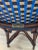 French Bistro Café Side Chair, Navy & Gold Rattan Weave For Sale - Image 4 of 5