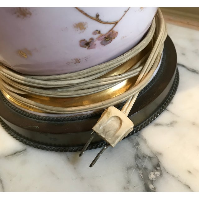 Antique Pink, White, Pastel Colored Urn Form Lamp, With Gold Highlights For Sale - Image 9 of 10