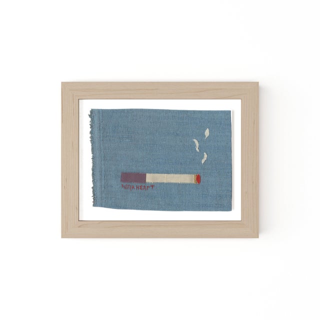 Faye the Eggplant Cigarette by Willa Heart in Natural Frame, Mini Art Print For Sale