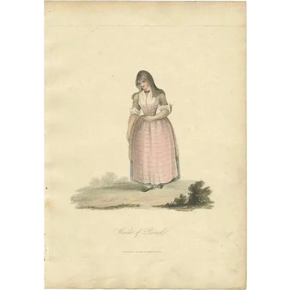 After Miss Semple, Costume of Dutch Woman from Broek in Waterland, 1817, Print For Sale - Image 6 of 6