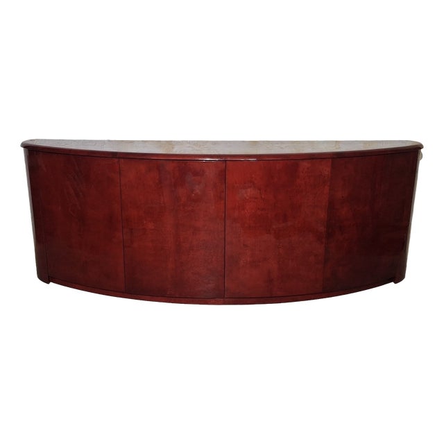 Italian Convex Sideboard in Lacquered Parchment by Aldo Tura For Sale