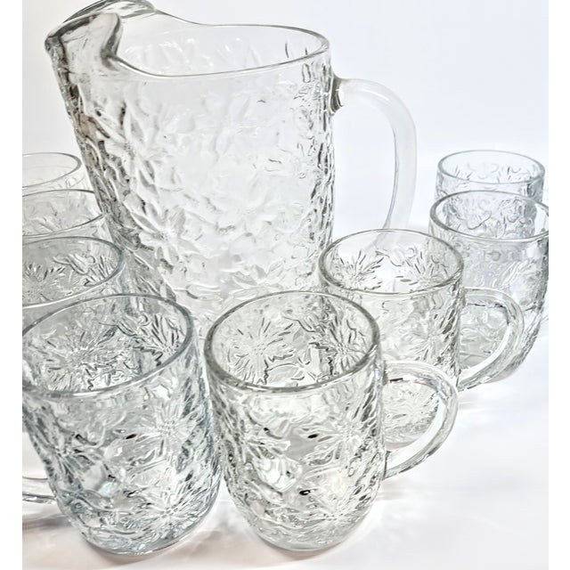 Crystal Christmas Pitcher and Mugs- Set of Nine For Sale - Image 6 of 8