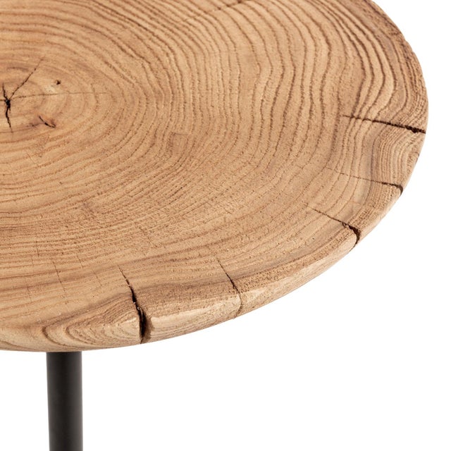 Charcoal Stone & Wood Slice Side Table For Sale - Image 4 of 5