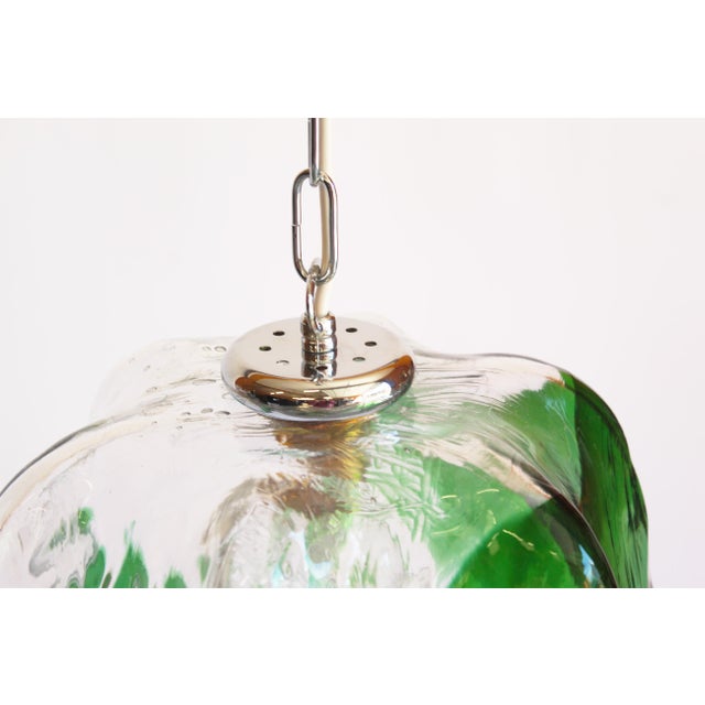 Silver Vintage Murano Glass Pendant Lamp attributed to Mazzega, 1970s For Sale - Image 8 of 9
