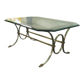 French Maison Jansen Attr. Octagon Glass Neoclassical Style Coffee Table For Sale