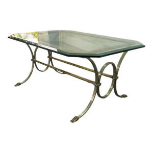 French Maison Jansen Attr. Octagon Glass Neoclassical Style Coffee Table