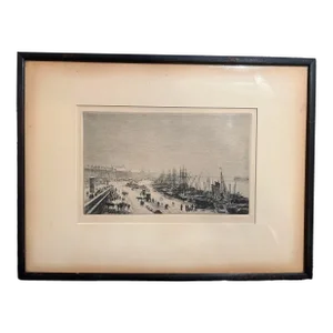 Maxime Lalanne "Rade De Bordeaux" Original Etching C. 1868