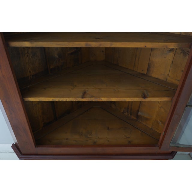 19th Century Antique American Cherry Country Chippendale Corner Cabinet For Sale - Image 5 of 17