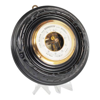 Circa 1880s Antique Carl Meyer Aneroid Barometer With Masonic Symbolism For Sale