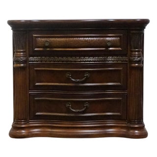Kevin Charles Cherry Contemporary Traditional Empire Style 32" Serpentine Front Nightstand Chest For Sale