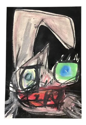 Original Vintage Robert Cooke 1970’s Pastel Drawing “Mickey the Cat”