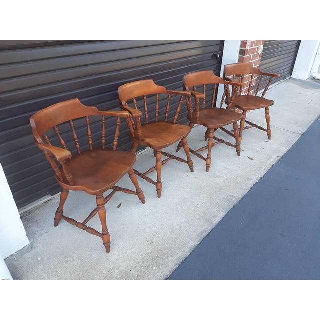 Vintage Solid Maple Captains Chairs by Hale Company Inc. Set of 4