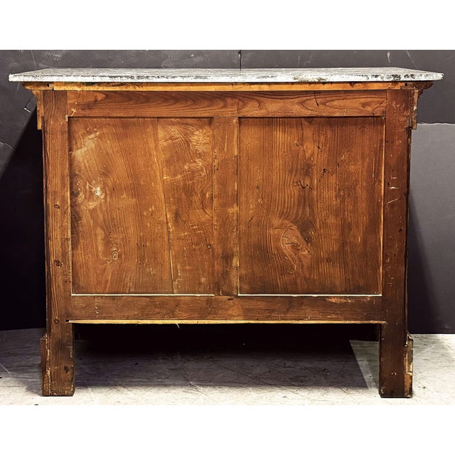 French Louis Philippe Chest or Commode of Burr Walnut With Marble Top For Sale - Image 9 of 9