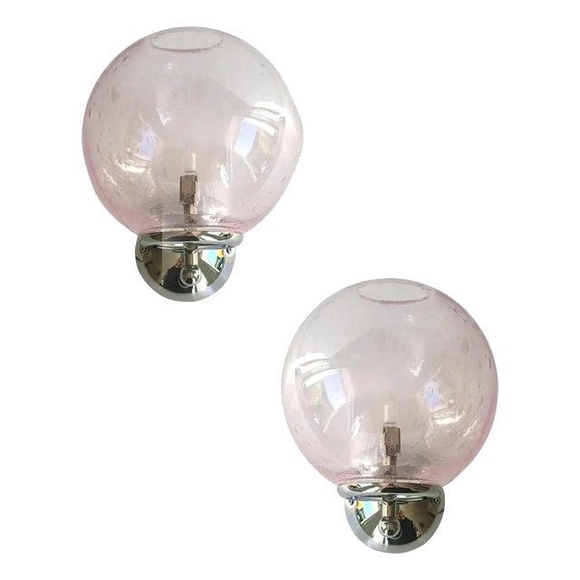 Pink Pulegoso Murano Glass Wall Sconces by Simoeng, Set of 2 For Sale