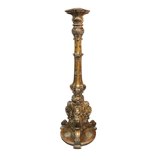Italian Gilt-Wood Cherub Pedestal For Sale