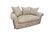 Shabby Chic Custom English Roll Arm Bench Seat Damask Loveseat With Pleated Skirt For Sale - Image 3 of 13