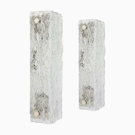 Large German Murano Ice Glass Vanity Sconces by Kaiser, 1970s For Sale - Image 6 of 6